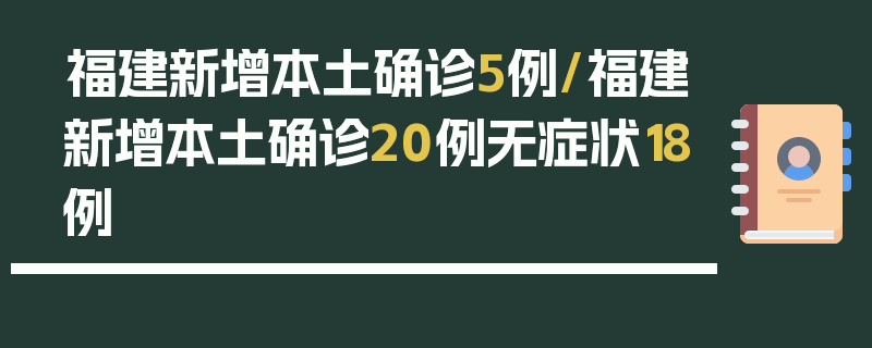 福建新增本土确诊5例/福建新增本土确诊20例无症状18例