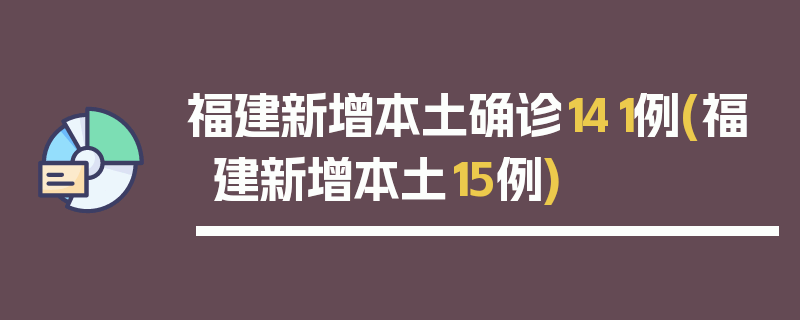 福建新增本土确诊141例(福建新增本土15例)