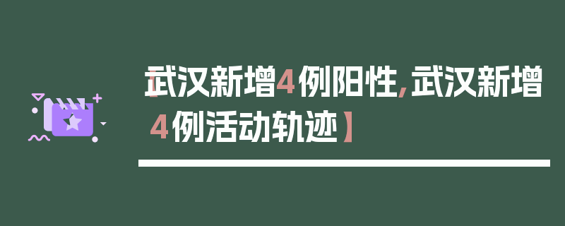 【武汉新增4例阳性,武汉新增4例活动轨迹】