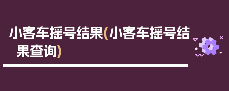 小客车摇号结果(小客车摇号结果查询)