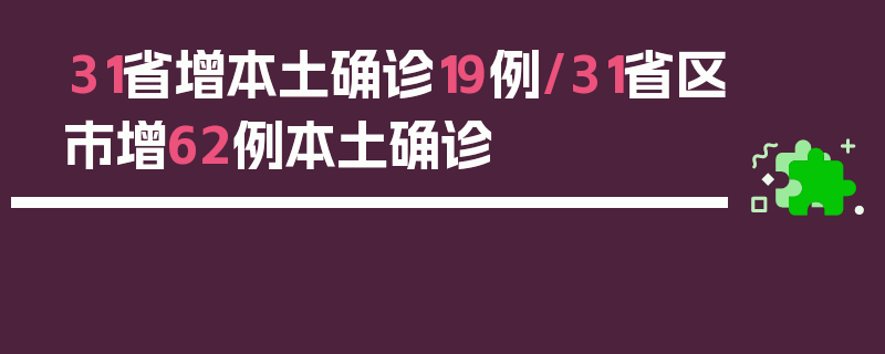 31省增本土确诊19例/31省区市增62例本土确诊