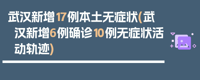 武汉新增17例本土无症状(武汉新增6例确诊10例无症状活动轨迹)
