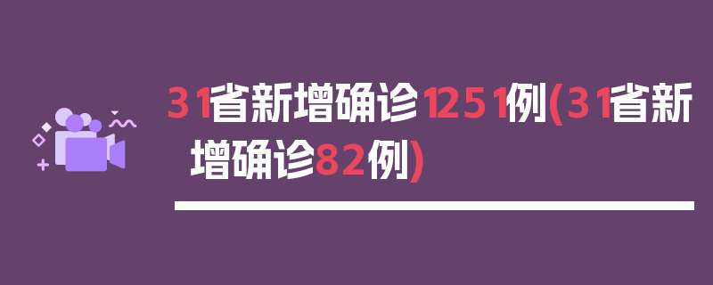 31省新增确诊1251例(31省新增确诊82例)