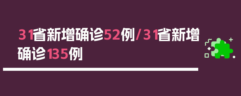 31省新增确诊52例/31省新增确诊135例