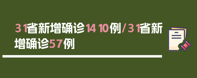 31省新增确诊1410例/31省新增确诊57例