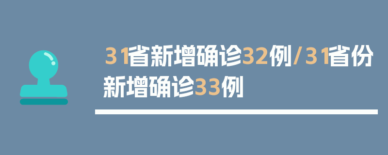 31省新增确诊32例/31省份新增确诊33例