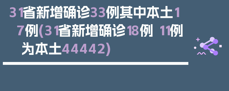 31省新增确诊33例其中本土17例(31省新增确诊18例 11例 为本土44442)