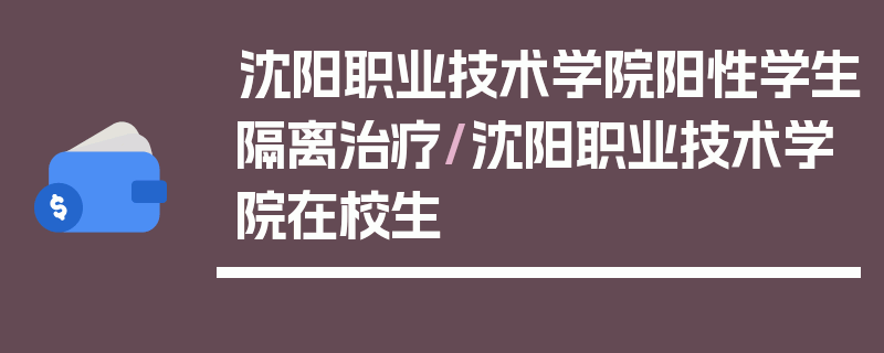 沈阳职业技术学院阳性学生隔离治疗/沈阳职业技术学院在校生