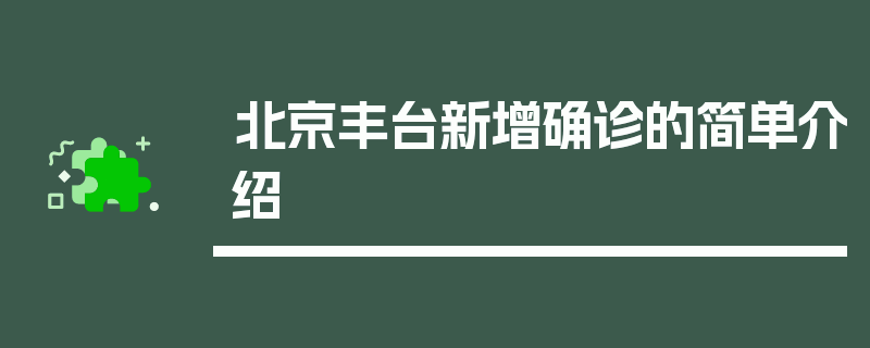 北京丰台新增确诊的简单介绍