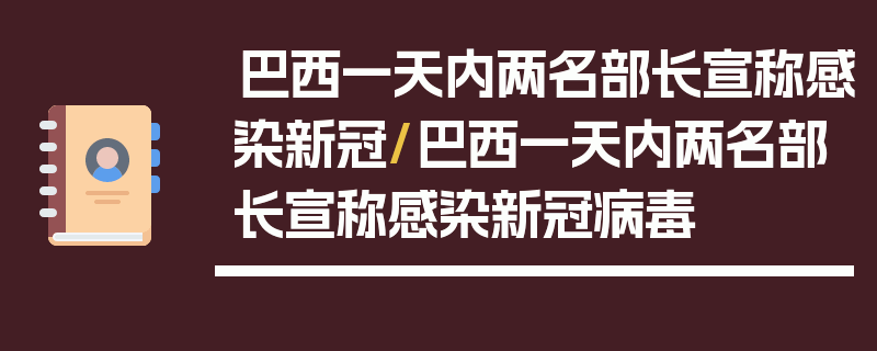 巴西一天内两名部长宣称感染新冠/巴西一天内两名部长宣称感染新冠病毒
