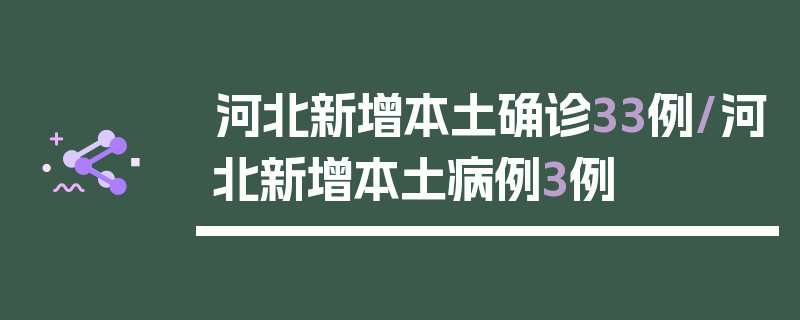 河北新增本土确诊33例/河北新增本土病例3例
