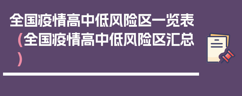 全国疫情高中低风险区一览表(全国疫情高中低风险区汇总)