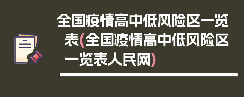 全国疫情高中低风险区一览表(全国疫情高中低风险区一览表人民网)