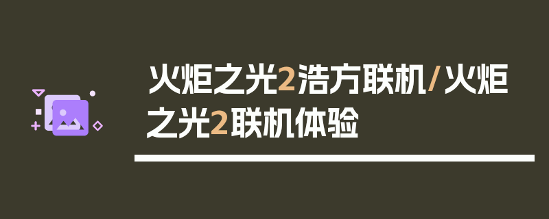 火炬之光2浩方联机/火炬之光2联机体验