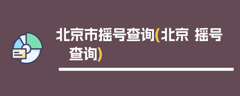 北京市摇号查询(北京 摇号 查询)