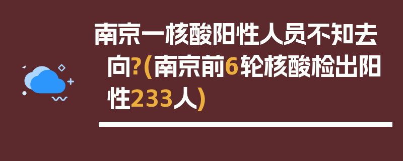 南京一核酸阳性人员不知去向?(南京前6轮核酸检出阳性233人)