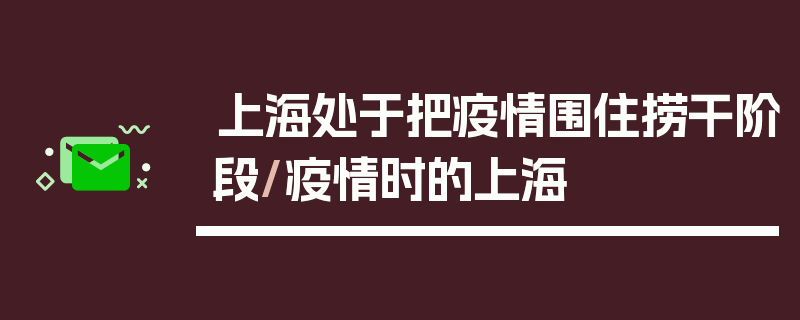 上海处于把疫情围住捞干阶段/疫情时的上海