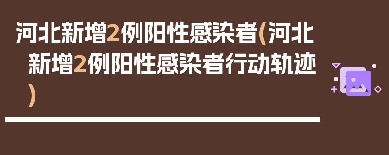 河北新增2例阳性感染者(河北新增2例阳性感染者行动轨迹)