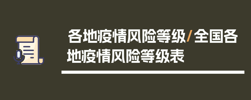 各地疫情风险等级/全国各地疫情风险等级表