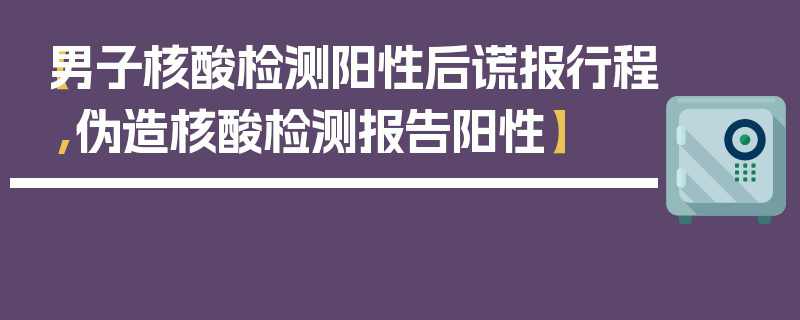 【男子核酸检测阳性后谎报行程,伪造核酸检测报告阳性】