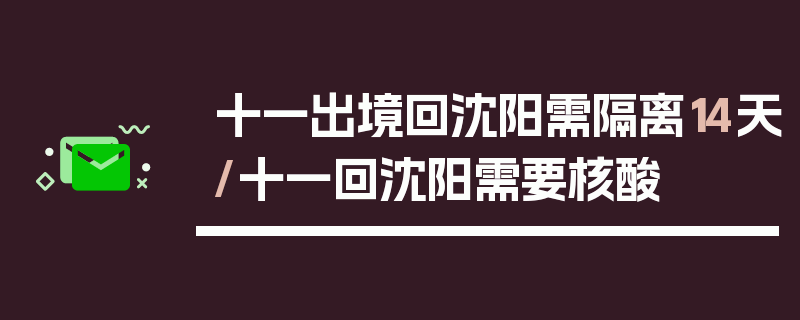 十一出境回沈阳需隔离14天/十一回沈阳需要核酸