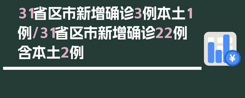 31省区市新增确诊3例本土1例/31省区市新增确诊22例 含本土2例