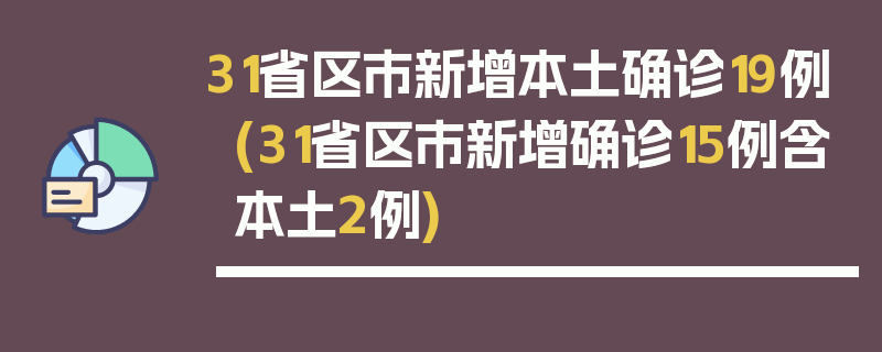 31省区市新增本土确诊19例(31省区市新增确诊15例含本土2例)