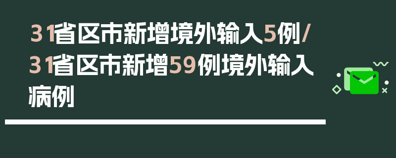 31省区市新增境外输入5例/31省区市新增59例境外输入病例
