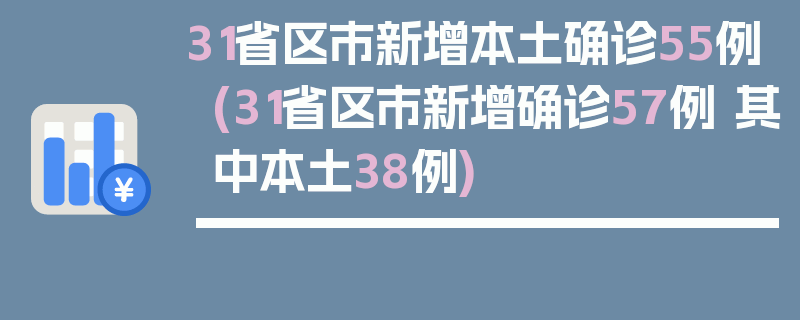 31省区市新增本土确诊55例(31省区市新增确诊57例 其中本土38例)