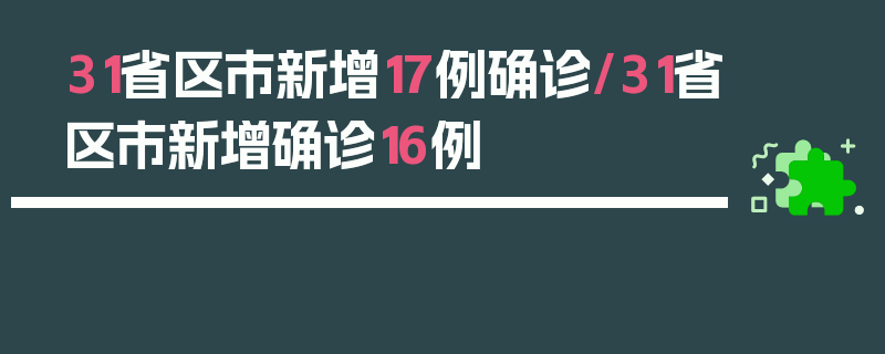 31省区市新增17例确诊/31省区市新增确诊16例
