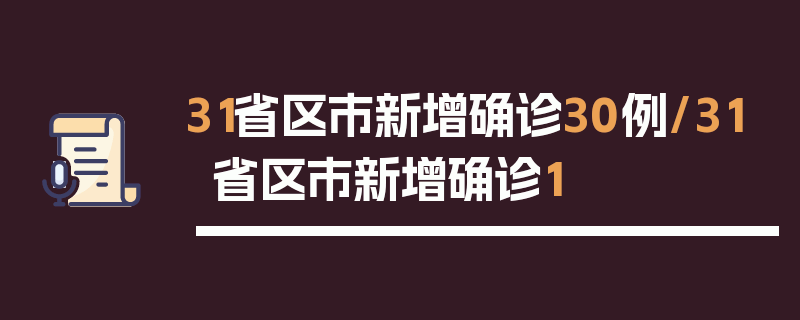 31省区市新增确诊30例/31省区市新增确诊1