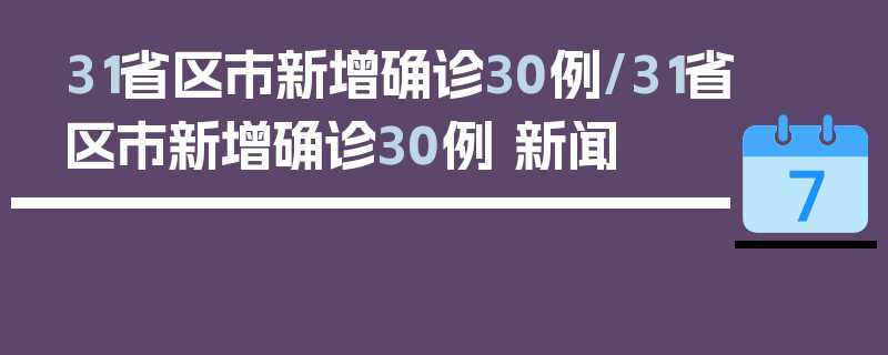 31省区市新增确诊30例/31省区市新增确诊30例 新闻