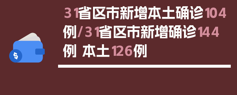 31省区市新增本土确诊104例/31省区市新增确诊144例 本土126例