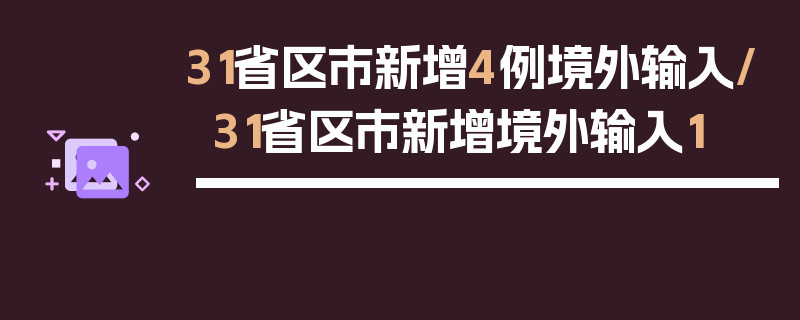 31省区市新增4例境外输入/31省区市新增境外输入1