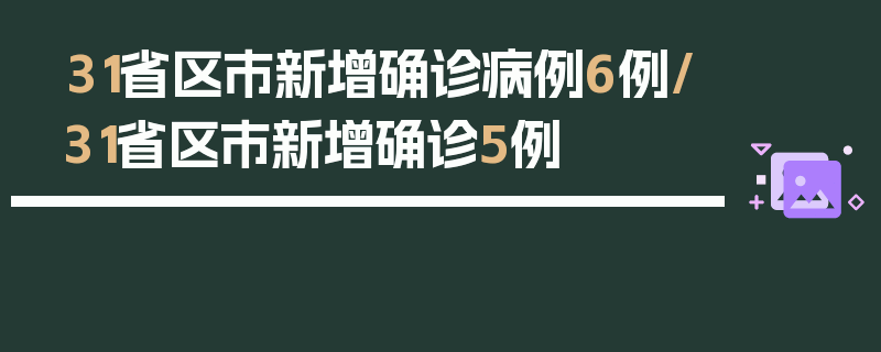 31省区市新增确诊病例6例/31省区市新增确诊5例
