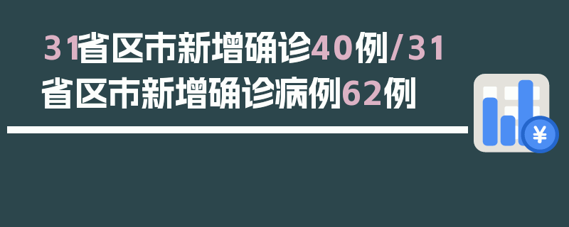 31省区市新增确诊40例/31省区市新增确诊病例62例