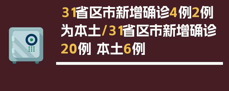 31省区市新增确诊4例2例为本土/31省区市新增确诊20例 本土6例