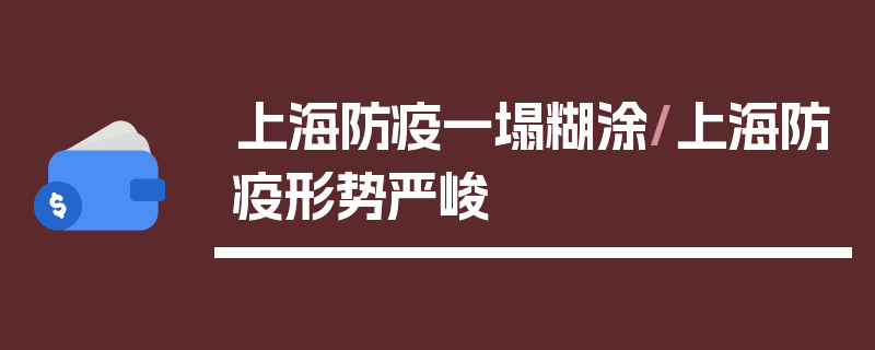 上海防疫一塌糊涂/上海防疫形势严峻