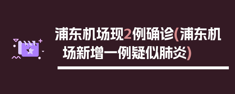 浦东机场现2例确诊(浦东机场新增一例疑似肺炎)