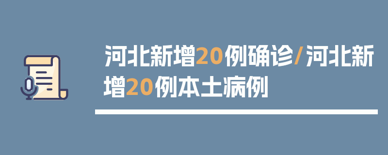 河北新增20例确诊/河北新增20例本土病例