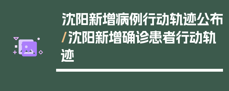沈阳新增病例行动轨迹公布/沈阳新增确诊患者行动轨迹