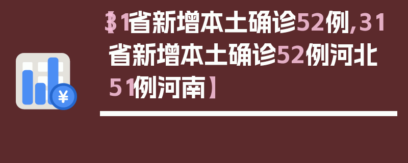【31省新增本土确诊52例,31省新增本土确诊52例河北51例河南】