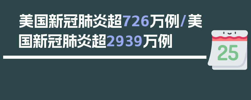 美国新冠肺炎超726万例/美国新冠肺炎超2939万例