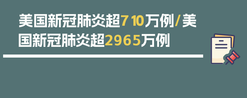美国新冠肺炎超710万例/美国新冠肺炎超2965万例