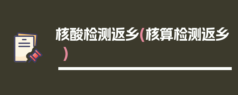 核酸检测返乡(核算检测返乡)