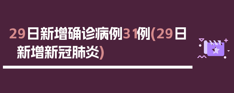29日新增确诊病例31例(29日新增新冠肺炎)
