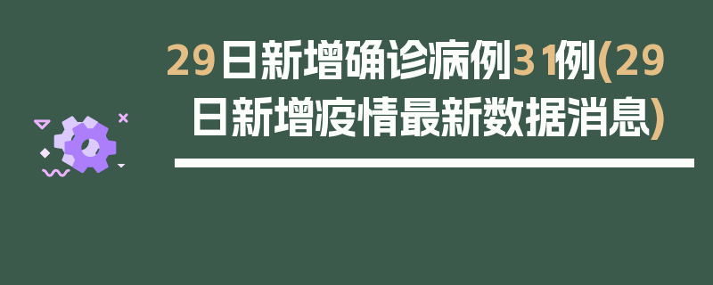 29日新增确诊病例31例(29日新增疫情最新数据消息)