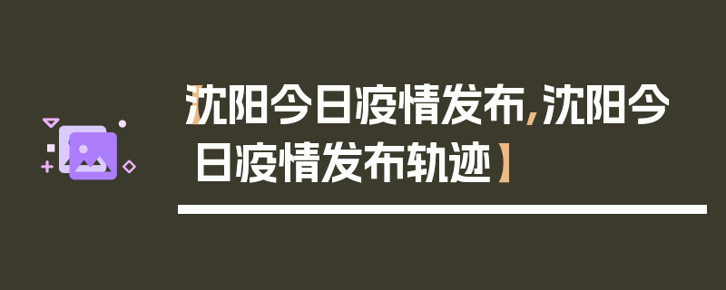 【沈阳今日疫情发布,沈阳今日疫情发布轨迹】