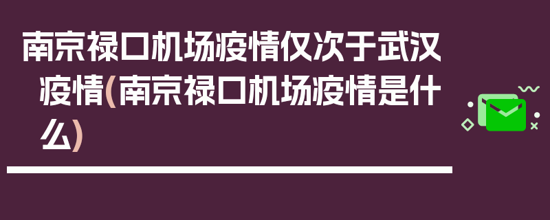 南京禄口机场疫情仅次于武汉疫情(南京禄口机场疫情是什么)
