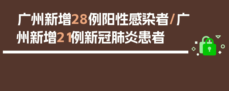 广州新增28例阳性感染者/广州新增21例新冠肺炎患者